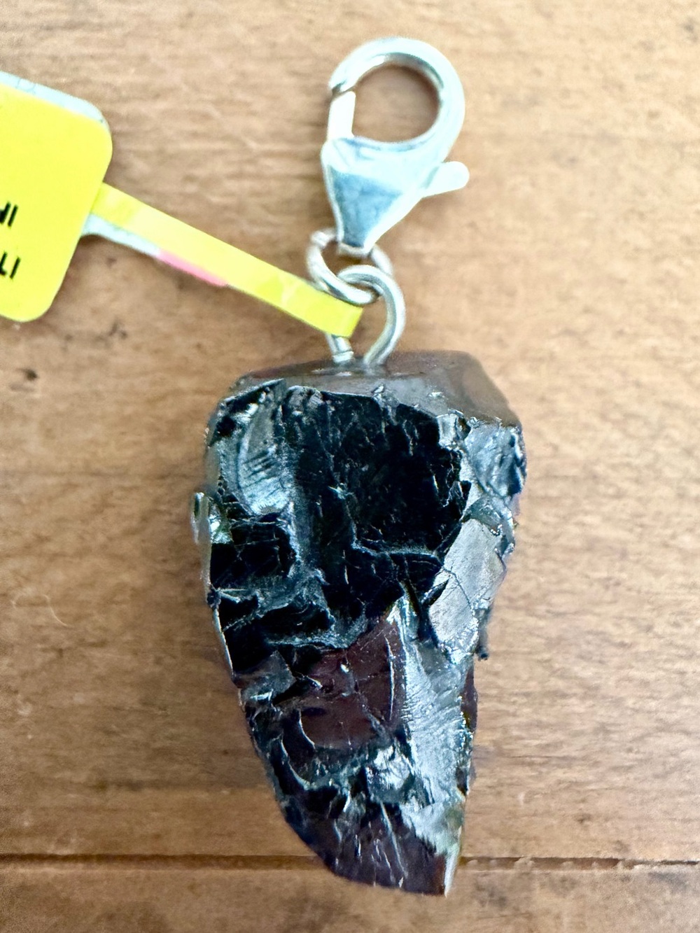 JTV STERLING SILVER RAW SILVERY-BLACK CRYSTAL CHARM PENDANT (NWT, SKU 3517892)